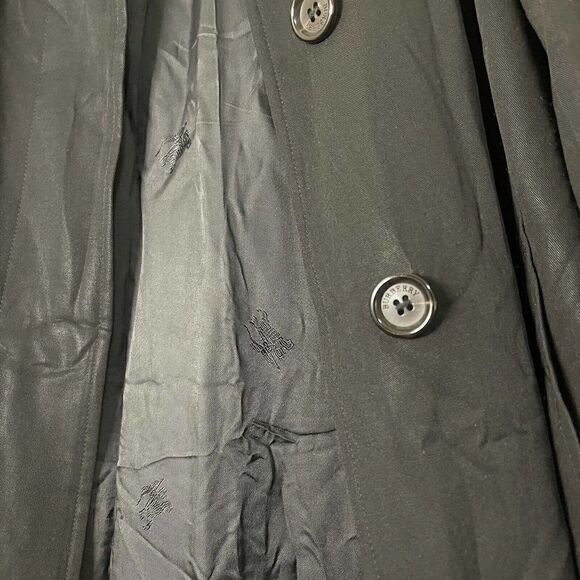 Vintage Burberry Men Oversized Black Trench Coat size Medium Large - Picture 3 of 10